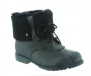 Bearpaw lacing distressed black Jeanette sheepskin lined shorter boot size 11