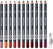 DC-BEAUTIFUL 12Pcs Lot Set 12 Colors Lip Liner Pencil Waterproof Non-marking Matt Velvet Lipstick Pen, Professional Long Lasting Lipliner Set with Sharpener