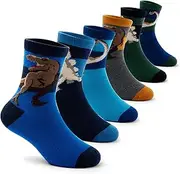 [Qterdiz] Boys Wool Socks Kids Warm Winter Socks Thick Socks Thermal Socks 6 Pairs