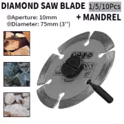 1/5/10Pc 3 Inch Diamond Saw Blade Disc Wheel With Mandrel For Angle Grinder Tool