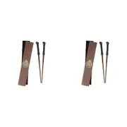 2x 2pc Harry Potter Wand Chopsticks in Box 23cm Food Noodles Utensil Set Brown