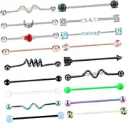 [DEARMAMY] 18pcs Double Pierced Ear Studs Stylish Ear Studs Decorative Ear Accessories