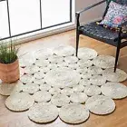 White Rug Round Jute 100% Farmhouse Natural Braided Style Reversible Rustic Mat