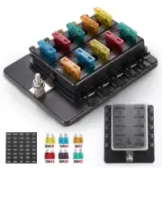 10Way Fuse Box Blade Fuse Block Holder with Led Indicator