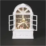 Lighted Swirl Snowy Town Window Snow Globe, 8.7-Inch Height, Christmas Decoratio