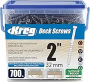 Kreg SDK-C2SS-700 Stainless Steel Deck Screw, 51mm/2.00", #8 Coarse-Thread, Pan Head, Pack of 700
