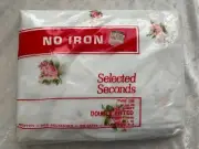 VTG White Pink Floral Double Fitted Sheet Full Muslin Made In USA NOS NIP NEW