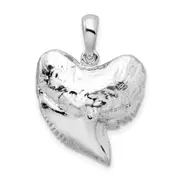 Sterling Silver De-Ani Rhodium-Plated Polished And Textured Shark Tooth Pendant