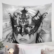 Artistic Pencil Drawing Venice Masked Woman Tapestry