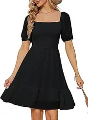 [YATHON] Summer Dress for Women Wedding Guest Tie Back Sundresses for Women Casual Beach Ruffle Pleated A-Line Mini Dresses