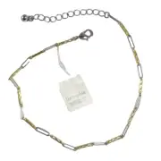 Lia Sophia "SIDESTEP " Two Tone Oblong Link Ankle Bracelet New With Tag!