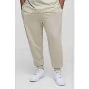 Mens Light Khaki Plus 260GSM Loopback Regular Fit Basic Joggers