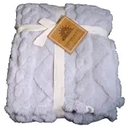NEW Wonderlux Baby Blanket Light Gray Embossed Braided Design 30"x40"
