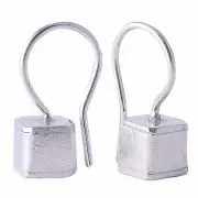 Silver Karen Hill Tribe Handmade Square Earrings Pure