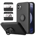 FOR iPhone 13 12 Mini Pro Max Shockproof Liquid Silicone Ring Stand Case Cover