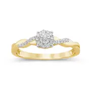 Solitaire Look Ring with 0.10ct of Diamonds in 9kt Yellow Gold