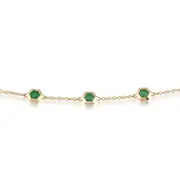 Gemondo Geometric Hexagon Emerald Bezel Set Three Stone Bracelet in 9ct Yellow Gold 135L0210029 Green One Size