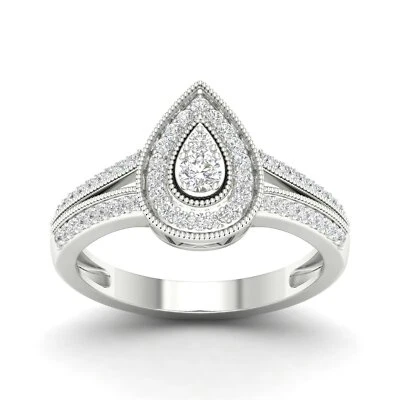 10K White Gold Diamond Engagement Wedding Ring Size 7 (0.33ct/SI2,H-I)