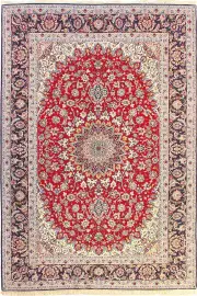 Isfahan Medallion Hand Knotted Wool & Silk Rug - 311x203 cm by Cyrus Rugs