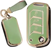 Fold Smart Key Fob Case Shell Fit for Mahindra MARAZZO Scorpio S3 S7 S9 S11 TPU Car Key Accessories 3 Button Green