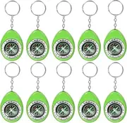 uxcell Keychain Compass [10PCS] - Survival Pocket Mini Compass Bulk with Key Ring for Hiking & Camping - [Green] Outdoor Activities Accessory