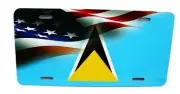 SAINT LUCIA AMERICAN FLAG ST LUCIA FLAG Metal Novelty Car License Plate Auto Tag