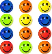 HAIKING Hand Squeeze Balls, 12 PCS Smile Face Balls for Finger Exercise, Stress Relief, Party Gift, Carnival Reward (5 Colors, 6cm/2.36in)