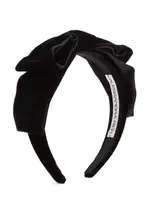 Alessandra Rich Black Bow-embellished Velvet Headband ONE SIZE