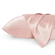 Bedsure Satin Pillowcases Standard Set of 2 - Coral Silk Pillow Cases for Hair