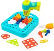 Educational Insights Design & Drill Shapes Workshop, 73 Pieces with Electric Toy Drill, STEM Toy, Kids Ages 3+