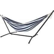 10ft Black Universal Steel Hammock Stand & Authentic Double Raya Hammock in Nautico