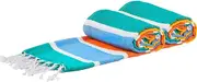 Nicola Spring Deluxe Cotton Turkish Bath Towels - Multi Stripe - 157 x 87cm - Pack of 2 - Lightweight Absorbent Large Adults Kids Drying Sheet Swimming Pool Towel for Beach, Bathroom, Gym, Shower