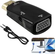 HDMI to VGA Adapter with 3.5mm Audio Jack Cable Compatible with Monitor Laptop Computer Projector HDTV Chromebook and More (Male HDMI Input, Female VGA Output, 3.5mm Audio Port)