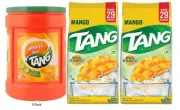 Tang Orange Instant Drink Mix Plastic Jar 750g + Mango Refill 2x500g - 3 Pack