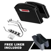 Saddlebags W/ Chrome Conversion Bracket Fit For Harley Softail Fatboy 1984-2017