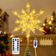 Christmas Tree Star Topper, 3D Tree Toppers Christmas Decorations with LED Li...