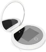 UV Sunscreen Testing Mirror, 2X Magnification 3.5in Pocket Size Sunscreen Testing Camera with Light, Sunscreen Testing Camera Travel Makeup Pocket Mirror with UV Camera