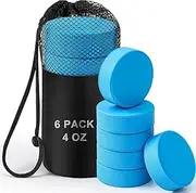 ShinyRelief 6 Pack Lightweight Ice Hockey Pucks Light Training Puck with Mesh Carrying Bag Lightweight Hockey Pucks Official Size for Stick Handling and Training,Blue,4 oz