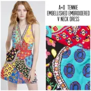 Alice + Olivia Tennie Patchwork Beaded Embroidery Sz 8 Halter Dress $995 NWT