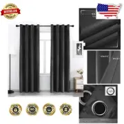 Thermal Insulated Drapes - 96" Velvet Blackout Curtains Set of 2 Panels