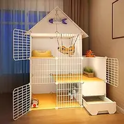 2/3 Tier Cat Playpen, Detachable Cage, Large Enclosure With Litter Box, Resin Platform, Breathable Pet Indoor Cage, White (43.7x15.4x42.9in)