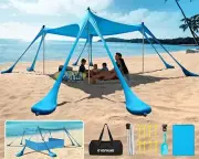 EYEFAME UPF50+ Anti-Wind Beach Tent 8 bags 4 poles Sandproof Private Wind Screen
