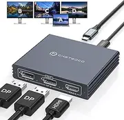 USBC to HDMI & DisplayPort Splitter USB-C Thunderbolt Splitter for 3 Displays 4K@60Hz with HDMI 2.0 & 2X DisplayPort 1.4 100W PD Supports MST and SST Modes MST Extended Display Only for Windows