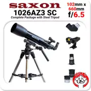 Saxon Complete Telescope Package 102mm 660mm f/6.5 with AZ3 Steel Tripod