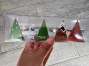 (Set of 4) Brand New Tag Tree Napkin Rings Metal Multicolor Christmas Trees