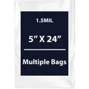 1.5Mil 5" X 24" | LDPE Clear Flat Poly Bags, Flexible & Durable | Multiple Bags