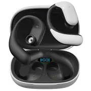 Elinz Air Conduction Sports Headphones Earbuds Open-Ear Design with Mic Bluetooth 5.3 Black & White