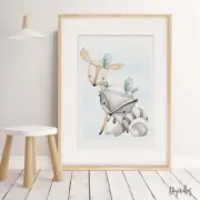 Baby, Boy Nursery Wall Art Prints Watercolour Woodland Animals. Nursery Decor