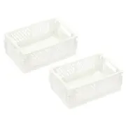 2 Pcs 5.9 x 3.9 x 2.3" Collapsible Plastic Basket Mini Storage Crate, White
