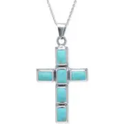 R. H. Macy Silver & Turquoise Cross Necklace, NWT! $250